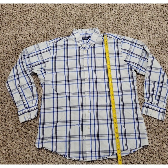 Double Pump Long Sleeve Button Down Shirt White Blue Stripe Men's L 100% Cotton - Picture 2 of 7